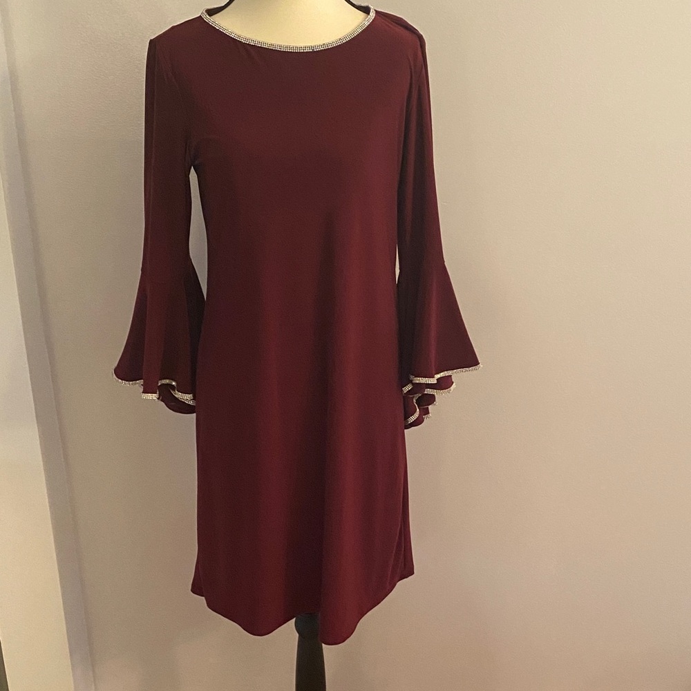 Badgley Mischka studio size small dress maroon with silver stones